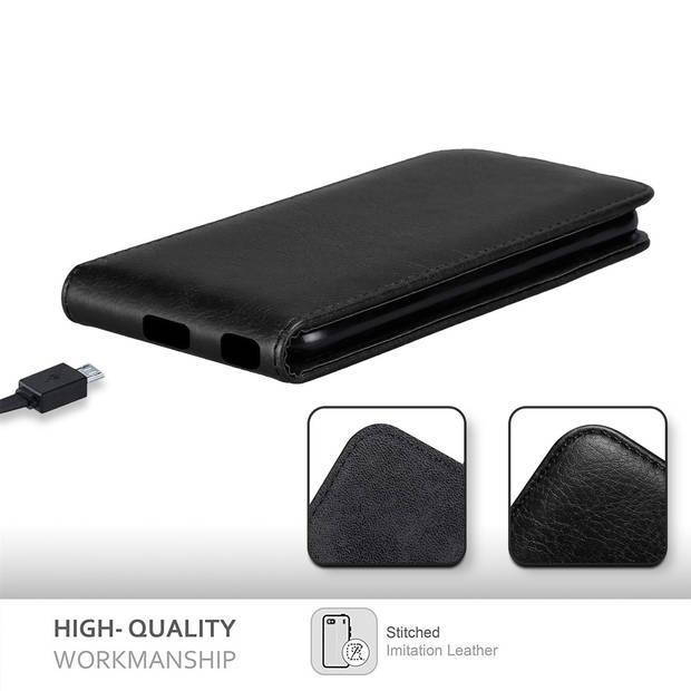 Cadorabo Hoesje geschikt voor Huawei NOVA 2 in ZWARTE NACHT - Beschermhoes Flip Case Cover magnetische sluiting