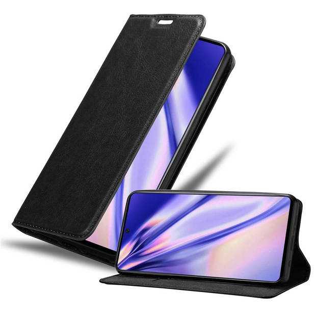 Cadorabo Hoesje geschikt voor Samsung Galaxy A71 5G in ZWARTE NACHT - Beschermhoes Case magnetische sluiting Cover