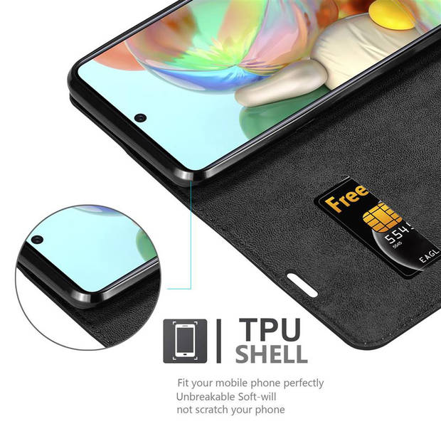 Cadorabo Hoesje geschikt voor Samsung Galaxy A71 5G in ZWARTE NACHT - Beschermhoes Case magnetische sluiting Cover