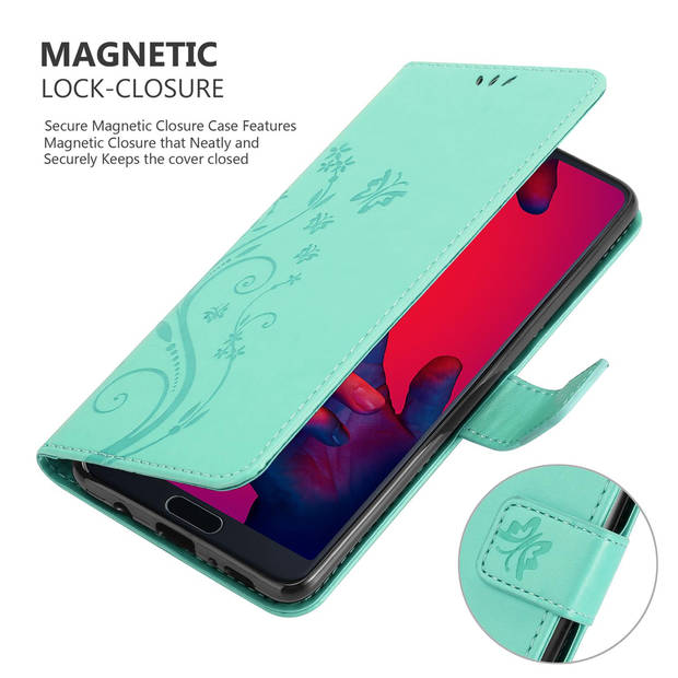 Cadorabo Hoesje geschikt voor Huawei P20 PRO / P20 PLUS in BLOEMEN TURKOOIS - Beschermhoes Case Cover Bloemen