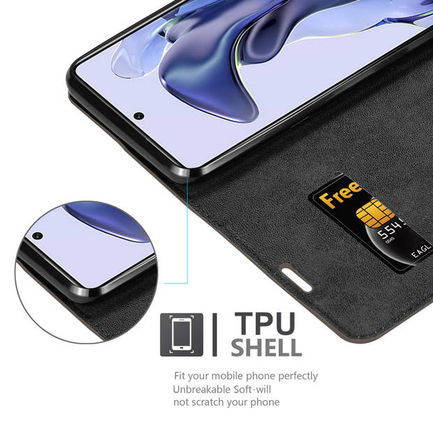 Cadorabo Hoesje geschikt voor Xiaomi 11T / 11T PRO in KOFFIE BRUIN - Beschermhoes Case magnetische sluiting Cover