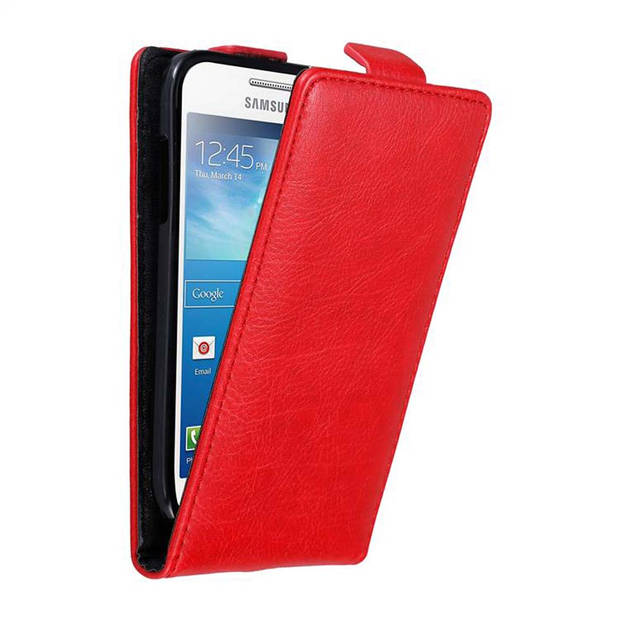 Cadorabo Hoesje geschikt voor Samsung Galaxy S4 MINI in APPEL ROOD - Beschermhoes Flip Case Cover magnetische sluiting