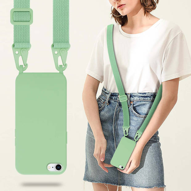 Cadorabo Mobiele telefoon ketting geschikt voor Apple iPhone 7 / 7S / 8 / SE 2020 Hoesje in LIQUID LICHT GROEN -