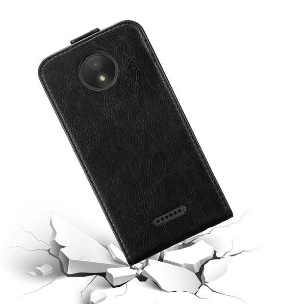 Cadorabo Hoesje geschikt voor Motorola MOTO C PLUS in ZWARTE NACHT - Beschermhoes Flip Case Cover magnetische sluiting