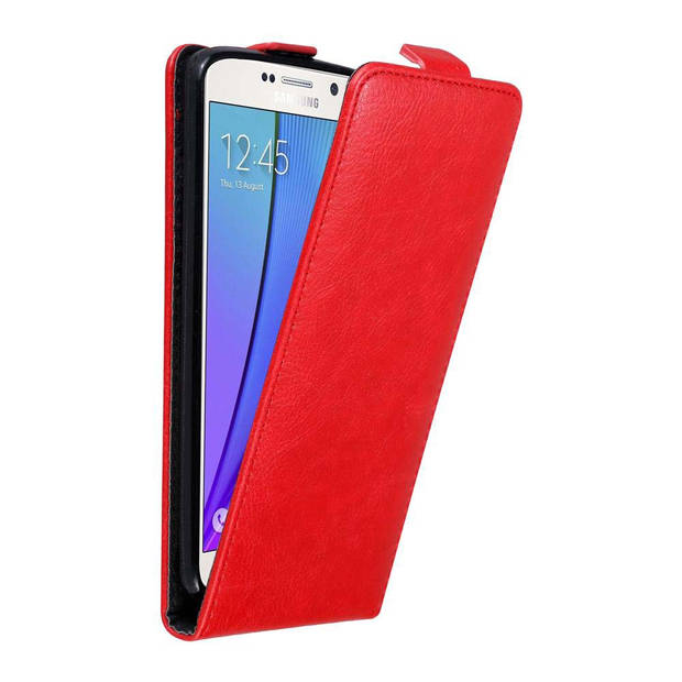 Cadorabo Hoesje geschikt voor Samsung Galaxy NOTE 5 in APPEL ROOD - Beschermhoes Flip Case Cover magnetische sluiting