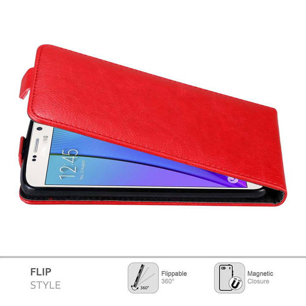 Cadorabo Hoesje geschikt voor Samsung Galaxy NOTE 5 in APPEL ROOD - Beschermhoes Flip Case Cover magnetische sluiting