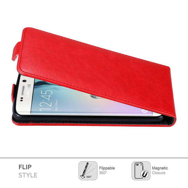 Cadorabo Hoesje geschikt voor Samsung Galaxy S6 EDGE in APPEL ROOD - Beschermhoes Flip Case Cover magnetische sluiting