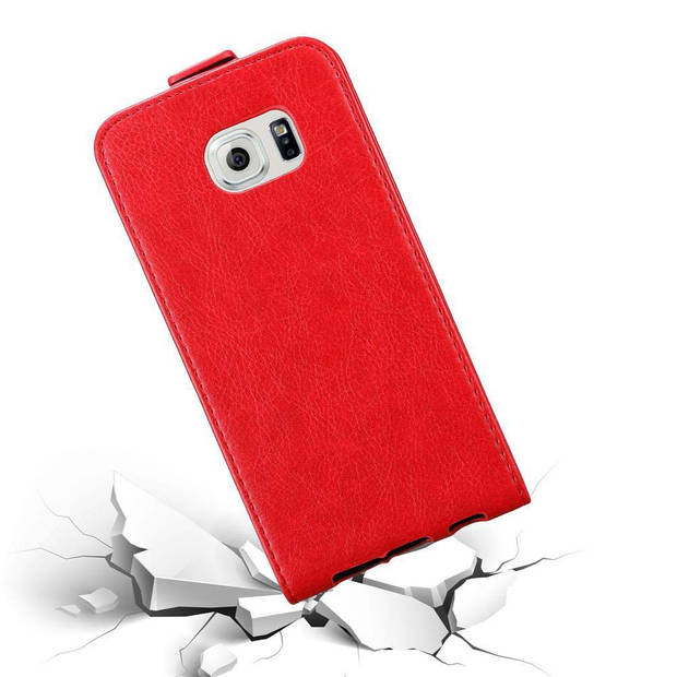 Cadorabo Hoesje geschikt voor Samsung Galaxy S6 EDGE in APPEL ROOD - Beschermhoes Flip Case Cover magnetische sluiting