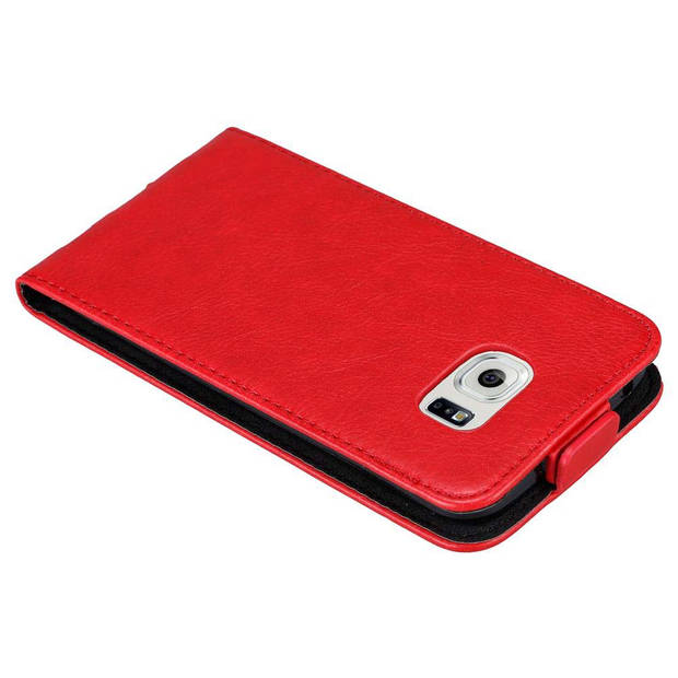 Cadorabo Hoesje geschikt voor Samsung Galaxy S6 EDGE in APPEL ROOD - Beschermhoes Flip Case Cover magnetische sluiting