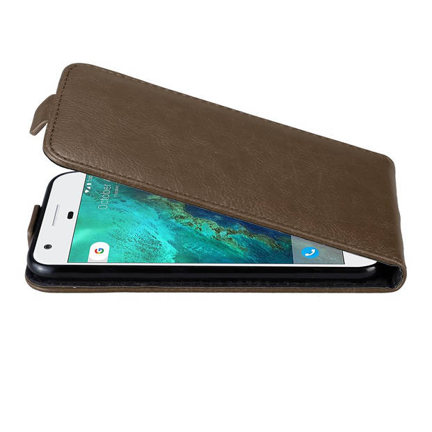 Cadorabo Hoesje geschikt voor Google PIXEL in KOFFIE BRUIN - Beschermhoes Flip Case Cover magnetische sluiting