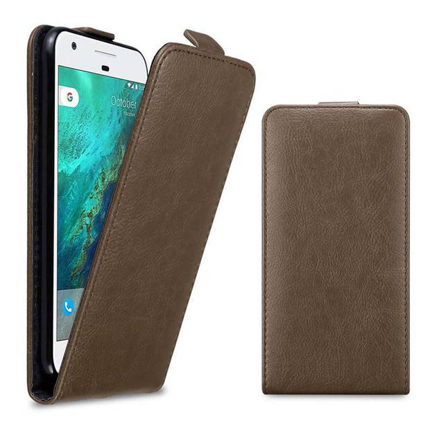 Cadorabo Hoesje geschikt voor Google PIXEL in KOFFIE BRUIN - Beschermhoes Flip Case Cover magnetische sluiting