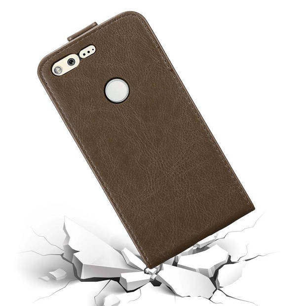 Cadorabo Hoesje geschikt voor Google PIXEL in KOFFIE BRUIN - Beschermhoes Flip Case Cover magnetische sluiting