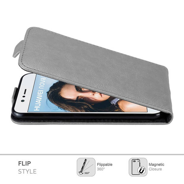 Cadorabo Hoesje geschikt voor Huawei NOVA 2 in TITANIUM GRIJS - Beschermhoes Flip Case Cover magnetische sluiting