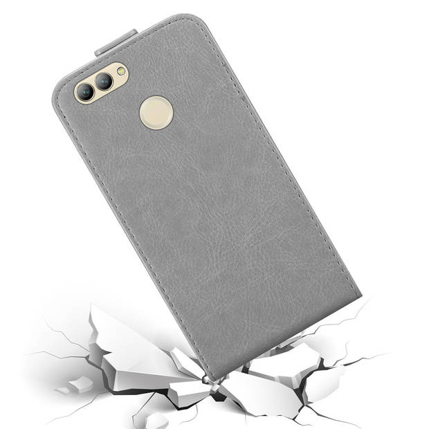 Cadorabo Hoesje geschikt voor Huawei NOVA 2 in TITANIUM GRIJS - Beschermhoes Flip Case Cover magnetische sluiting