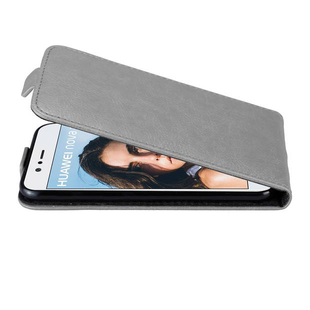Cadorabo Hoesje geschikt voor Huawei NOVA 2 in TITANIUM GRIJS - Beschermhoes Flip Case Cover magnetische sluiting