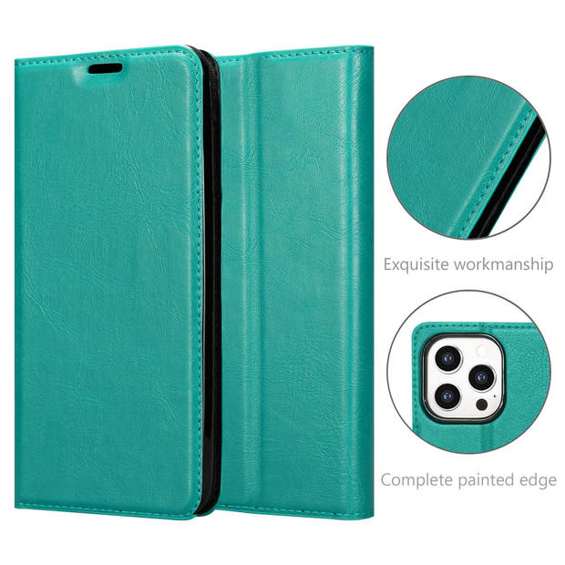 Cadorabo Hoesje geschikt voor Apple iPhone 13 PRO MAX in BENZINE TURKOOIS - Beschermhoes Case magnetische sluiting Cover