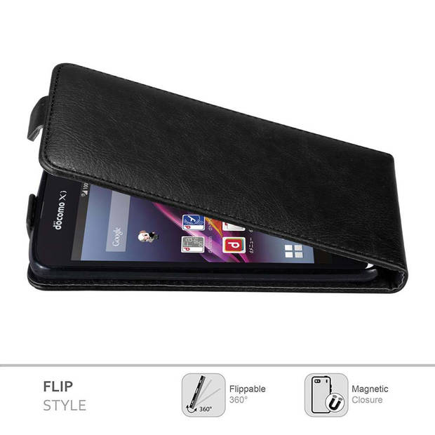 Cadorabo Hoesje geschikt voor Sony Xperia Z1 COMPACT in ZWARTE NACHT - Beschermhoes Flip Case Cover magnetische sluiting