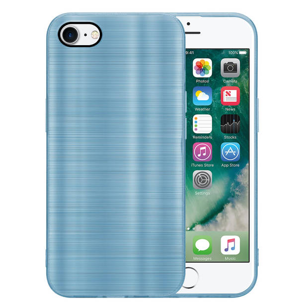 Cadorabo Hoesje geschikt voor Apple iPhone 7 / 7S / 8 / SE 2020 in Brushed Turqoise - Beschermhoes Case Cover TPU