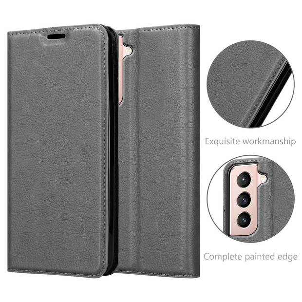 Cadorabo Hoesje geschikt voor Samsung Galaxy S21 5G in TITANIUM GRIJS - Beschermhoes Case magnetische sluiting Cover