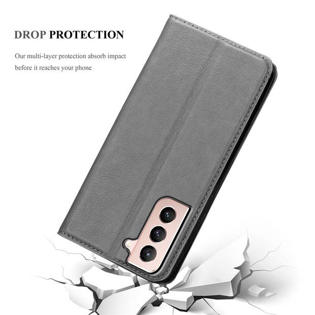 Cadorabo Hoesje geschikt voor Samsung Galaxy S21 5G in TITANIUM GRIJS - Beschermhoes Case magnetische sluiting Cover