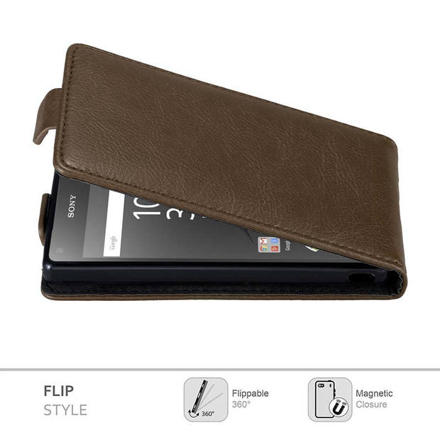 Cadorabo Hoesje geschikt voor Sony Xperia Z5 COMPACT in KOFFIE BRUIN - Beschermhoes Flip Case Cover magnetische sluiting