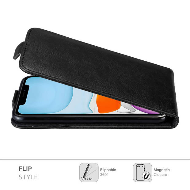 Cadorabo Hoesje geschikt voor Apple iPhone 11 in ZWARTE NACHT - Beschermhoes Flip Case Cover magnetische sluiting