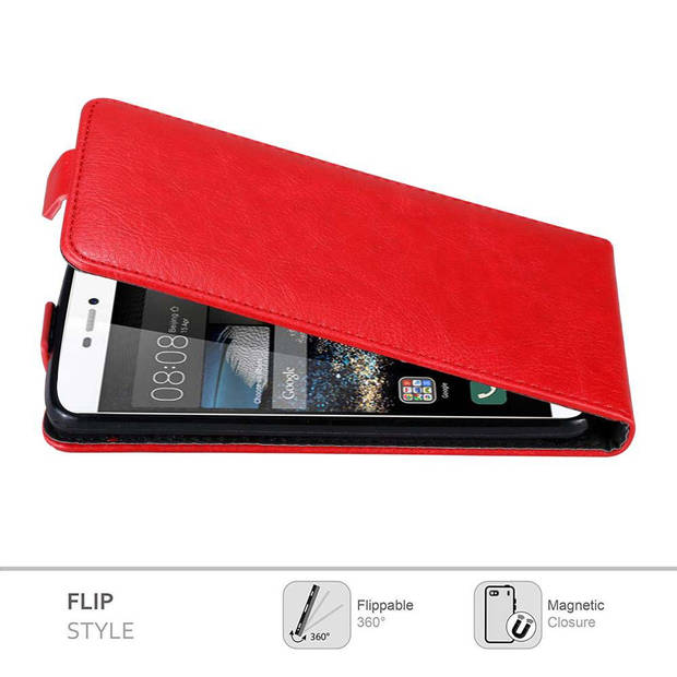 Cadorabo Hoesje geschikt voor Huawei P8 in APPEL ROOD - Beschermhoes Flip Case Cover magnetische sluiting