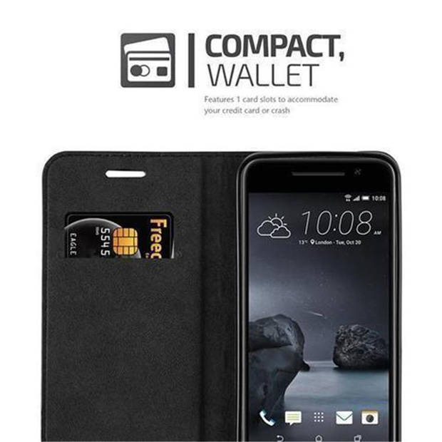 Cadorabo Hoesje geschikt voor HTC ONE A9 in ZWARTE NACHT - Beschermhoes Case magnetische sluiting Cover