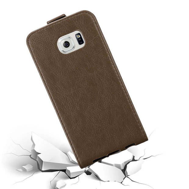 Cadorabo Hoesje geschikt voor Samsung Galaxy S6 EDGE in KOFFIE BRUIN - Beschermhoes Flip Case Cover magnetische sluiting