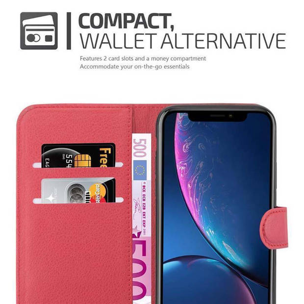 Cadorabo Hoesje geschikt voor Apple iPhone XR in KARMIJN ROOD - Beschermhoes Cover magnetische sluiting Case