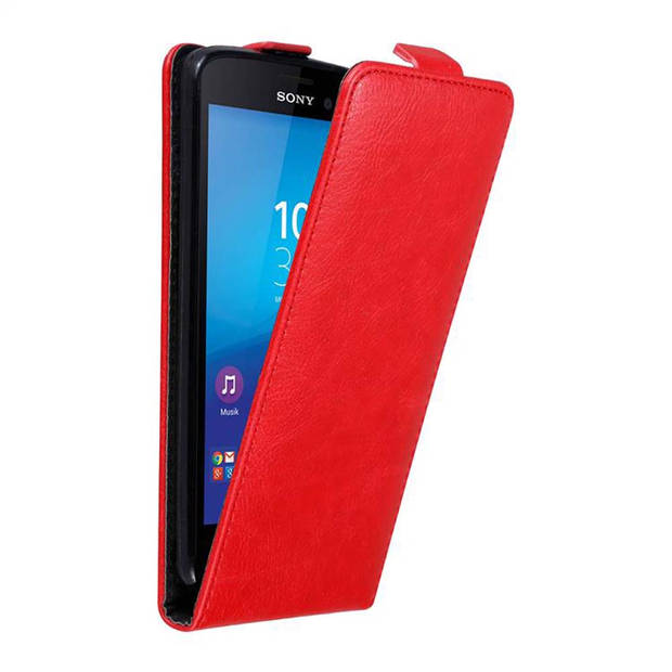 Cadorabo Hoesje geschikt voor Sony Xperia M4 AQUA in APPEL ROOD - Beschermhoes Flip Case Cover magnetische sluiting