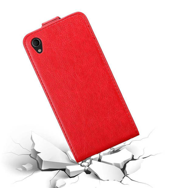 Cadorabo Hoesje geschikt voor Sony Xperia M4 AQUA in APPEL ROOD - Beschermhoes Flip Case Cover magnetische sluiting