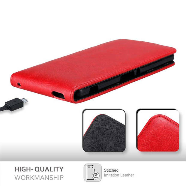 Cadorabo Hoesje geschikt voor Sony Xperia M4 AQUA in APPEL ROOD - Beschermhoes Flip Case Cover magnetische sluiting