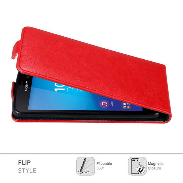 Cadorabo Hoesje geschikt voor Sony Xperia M4 AQUA in APPEL ROOD - Beschermhoes Flip Case Cover magnetische sluiting