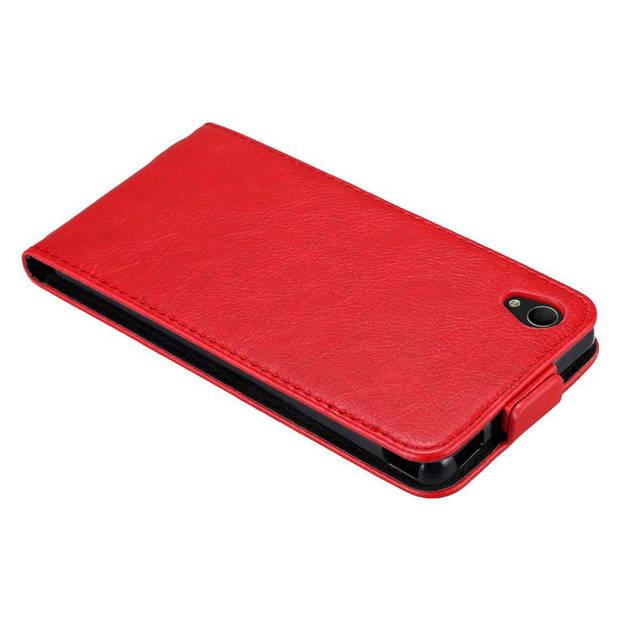 Cadorabo Hoesje geschikt voor Sony Xperia M4 AQUA in APPEL ROOD - Beschermhoes Flip Case Cover magnetische sluiting