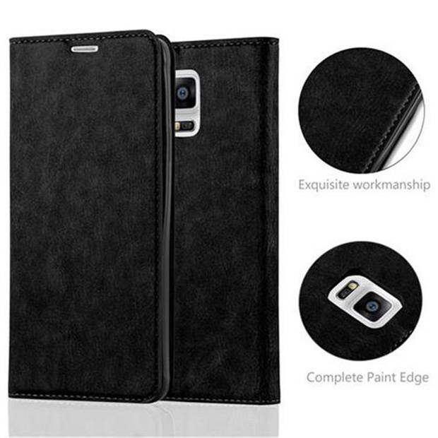 Cadorabo Hoesje geschikt voor Samsung Galaxy NOTE 4 in ZWARTE NACHT - Beschermhoes Case magnetische sluiting Cover