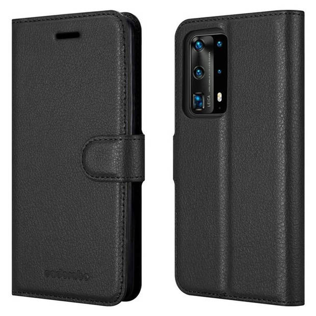 Cadorabo Hoesje geschikt voor Huawei P40 PRO / P40 PRO+ in PHANTOM ZWART - Beschermhoes Cover magnetische sluiting Case