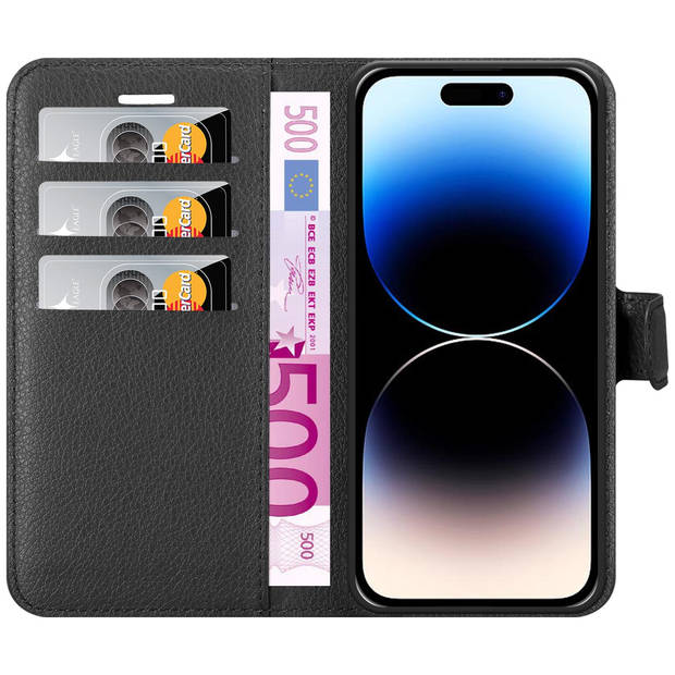 Cadorabo Hoesje geschikt voor Apple iPhone 14 PRO in PHANTOM ZWART - Beschermhoes Cover magnetische sluiting Case