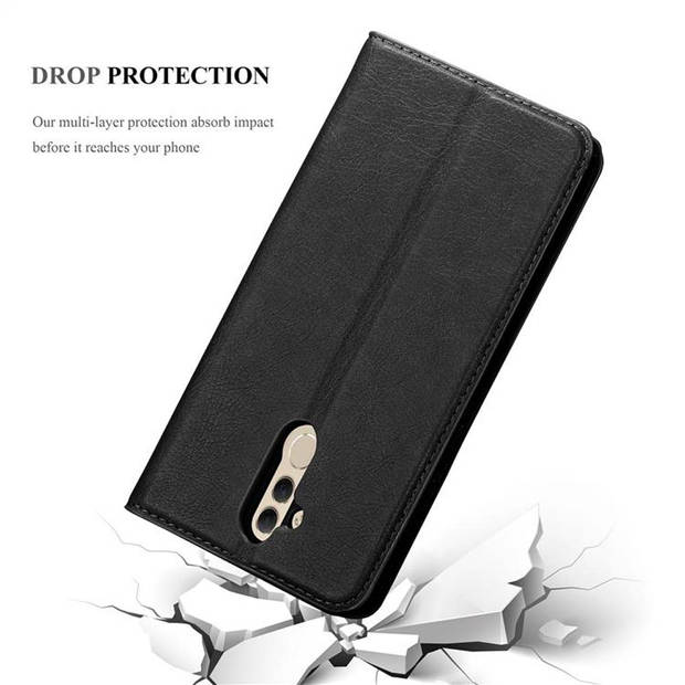 Cadorabo Hoesje geschikt voor Huawei MATE 20 LITE in ZWARTE NACHT - Beschermhoes Case magnetische sluiting Cover