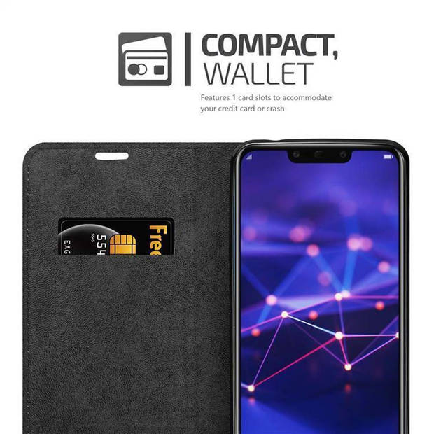 Cadorabo Hoesje geschikt voor Huawei MATE 20 LITE in ZWARTE NACHT - Beschermhoes Case magnetische sluiting Cover