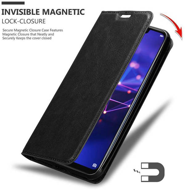 Cadorabo Hoesje geschikt voor Huawei MATE 20 LITE in ZWARTE NACHT - Beschermhoes Case magnetische sluiting Cover