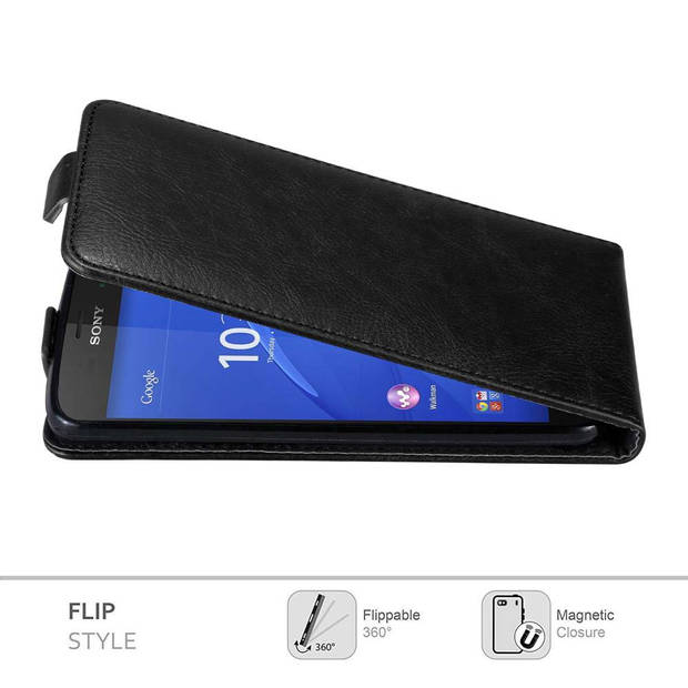 Cadorabo Hoesje geschikt voor Sony Xperia Z3 COMPACT in ZWARTE NACHT - Beschermhoes Flip Case Cover magnetische sluiting