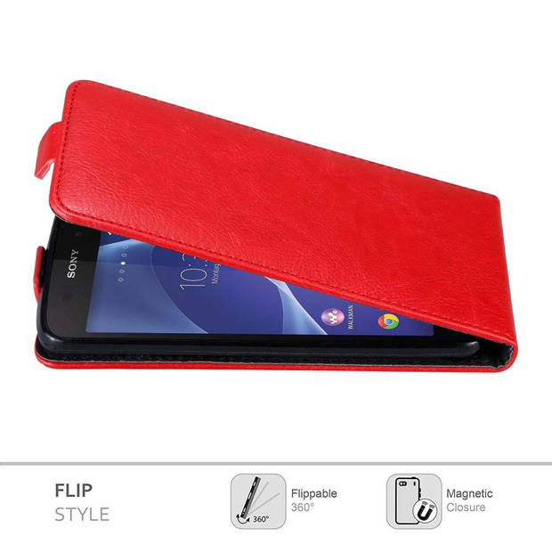 Cadorabo Hoesje geschikt voor Sony Xperia Z2 in APPEL ROOD - Beschermhoes Flip Case Cover magnetische sluiting