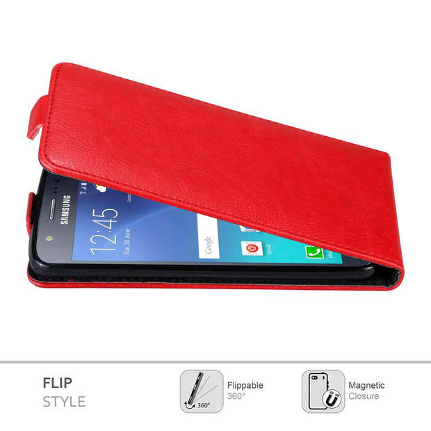 Cadorabo Hoesje geschikt voor Samsung Galaxy J5 2015 in APPEL ROOD - Beschermhoes Flip Case Cover magnetische sluiting