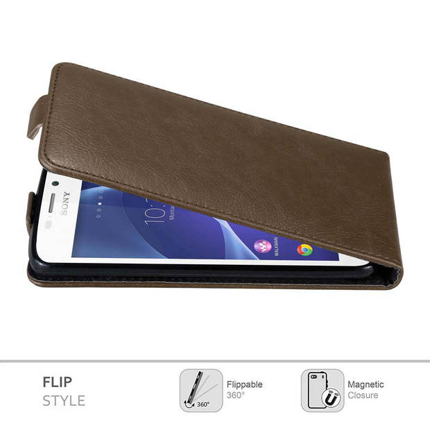 Cadorabo Hoesje geschikt voor Sony Xperia M2 / M2 AQUA in KOFFIE BRUIN - Beschermhoes Flip Case Cover magnetische