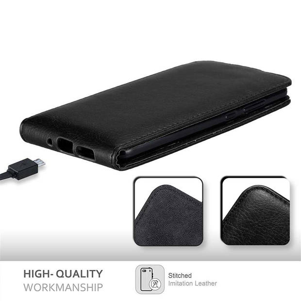 Cadorabo Hoesje geschikt voor Huawei P10 LITE in ZWARTE NACHT - Beschermhoes Flip Case Cover magnetische sluiting
