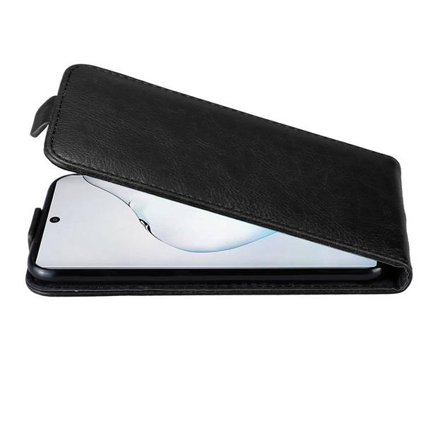 Cadorabo Hoesje geschikt voor Samsung Galaxy NOTE 10 in ZWARTE NACHT - Beschermhoes Flip Case Cover magnetische sluiting