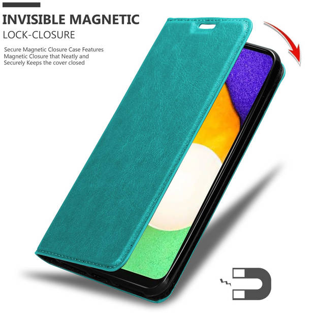 Cadorabo Hoesje geschikt voor Samsung Galaxy A13 5G in BENZINE TURKOOIS - Beschermhoes Case magnetische sluiting Cover