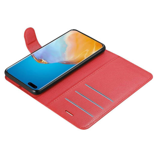 Cadorabo Hoesje geschikt voor Huawei P40 PRO / P40 PRO+ in KARMIJN ROOD - Beschermhoes Cover magnetische sluiting Case