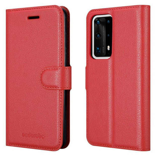 Cadorabo Hoesje geschikt voor Huawei P40 PRO / P40 PRO+ in KARMIJN ROOD - Beschermhoes Cover magnetische sluiting Case